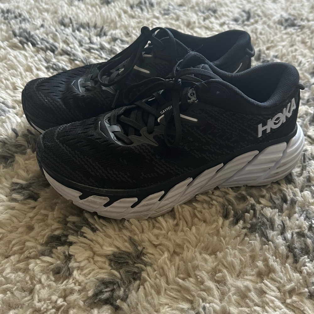 HOKA Gaviota Black and White Running Shoes